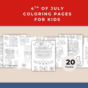 4th of July Coloring Pages for Kids, 20 Fun Patriotic Printable Sheets, USA Independence Day Activity For Kids, 4th of July Coloring Book