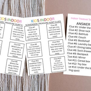 Kids Indoor Scavenger Hunt Clues, Treasure Hunt for Kids Template,  Scavenger Hunt Clues, Indoor Activity Idea, Birthday Party Game