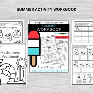 Summer Printable Activity For Kids with Coloring Pages, Summer Preschool Workbook, Kindergarten Workbook, Coloring Pages Camp Activities