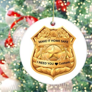 Customizable Police Officer Ornament, Police Officer Gift, Personalized Law Enforcement Ornament, Gift for Police Officer, Badge Ornament