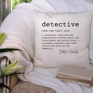 Custom Detective Definition Pillow, Personalized Detective Gift, Personalized Gift for Crime Lover, Unique Detective Gift, Investigator Gift