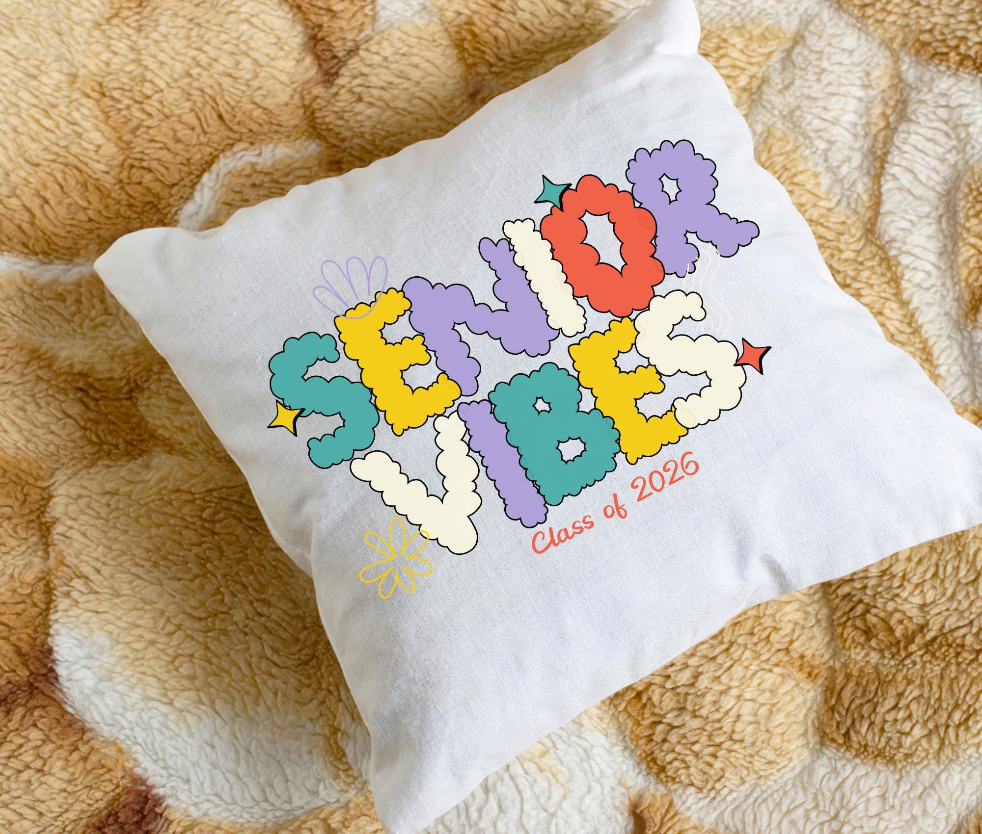 Senior Vibes Pillow, Senior Class Gift, Senior Dorm Room Decor, Senior Gift, Gift for Senior, Back to School, Senior Gifts, Senior Dorm