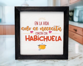 Dominican Kitchen Decor | Funny Spanish Sign, Rice and Beans Frame