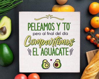 Compartimos El Aguacate Wood Sign | Funny Spanish Kitchen Decor