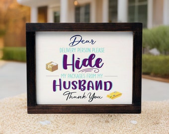 Funny 'Hide Packages' Wood Sign | Home Decor
