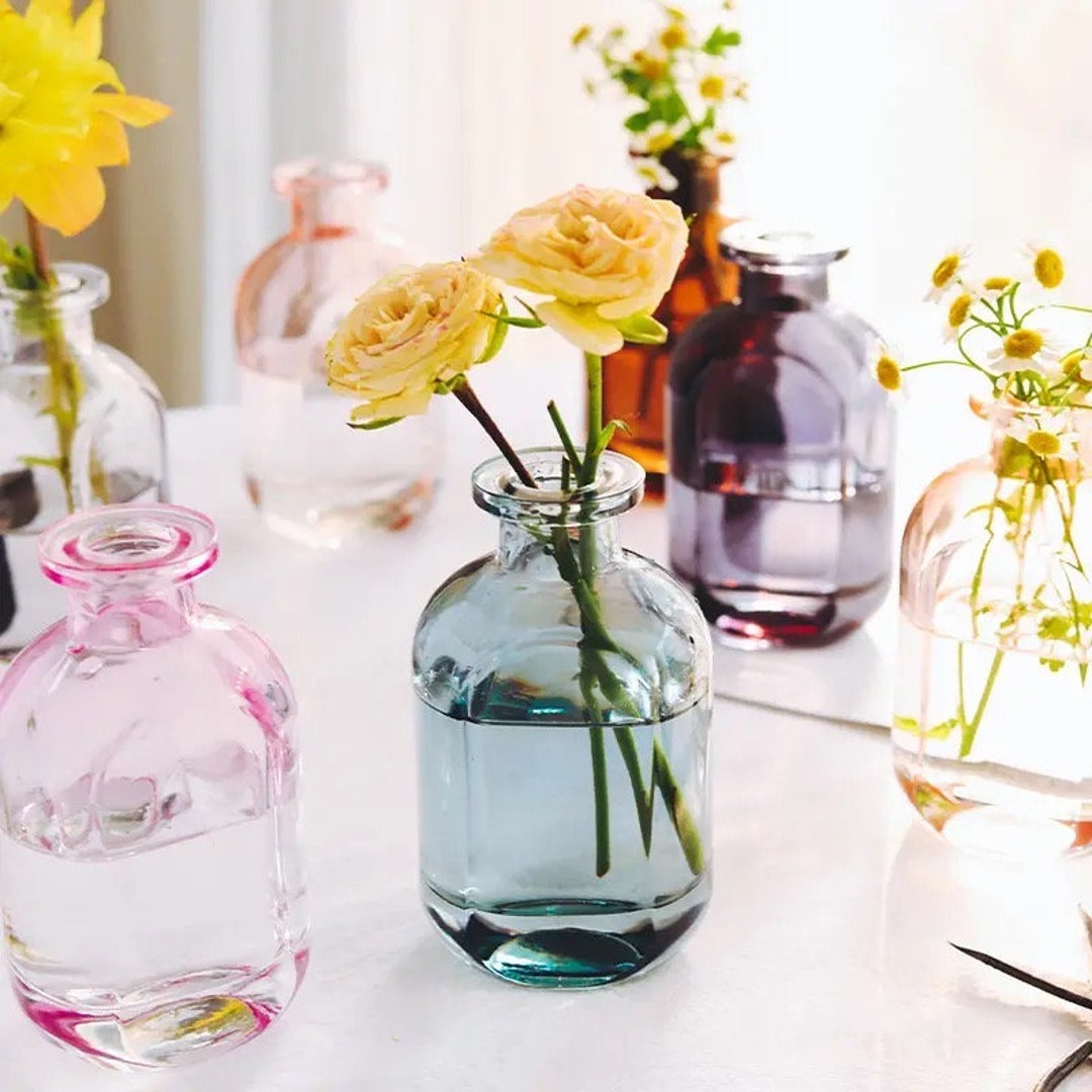 Mini Glass Vases Mini Bud Vases Small Glass Vases Pink Etsy