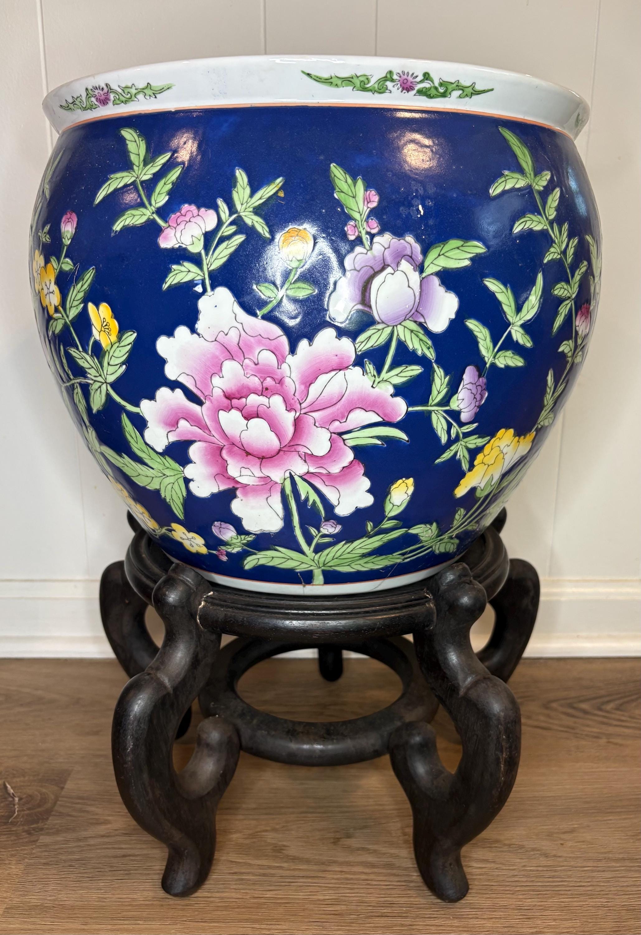 Chinese Hand Painted Plant Pot - Etsy