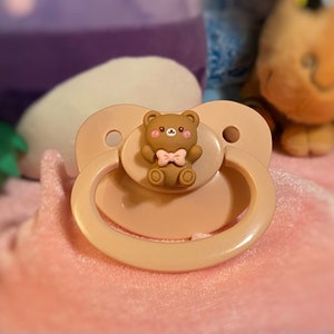 Adult Pacifier kitten and Bear Blush Mauve Paci - Etsy