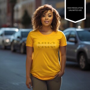 Black Mockups, Black Model Mockup, Female Model, Diverse Mockups, Diverse Models, African-American Model, Gold T-Shirt Mock Up