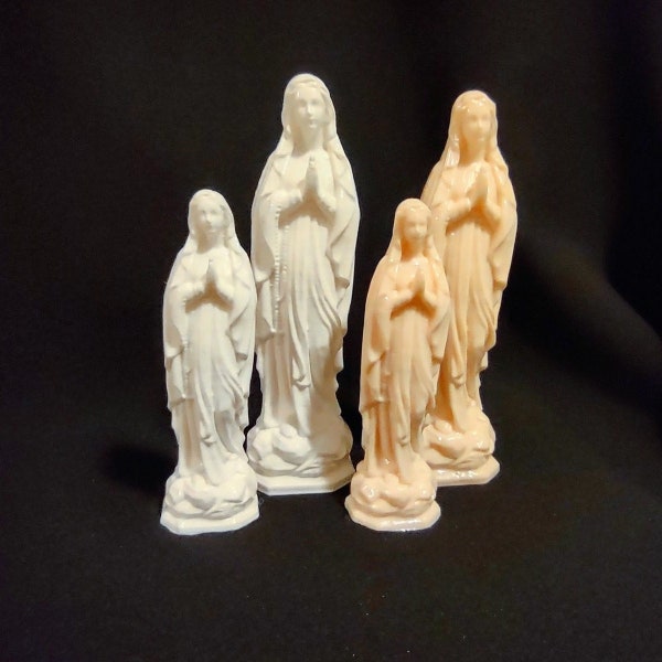 Lot of 5 or 10 Virgin Mary, Our Lady of the Rosary figurines - 1.5", 3.5" or 5" Tall - White or Beige | ABS Plastic Statue