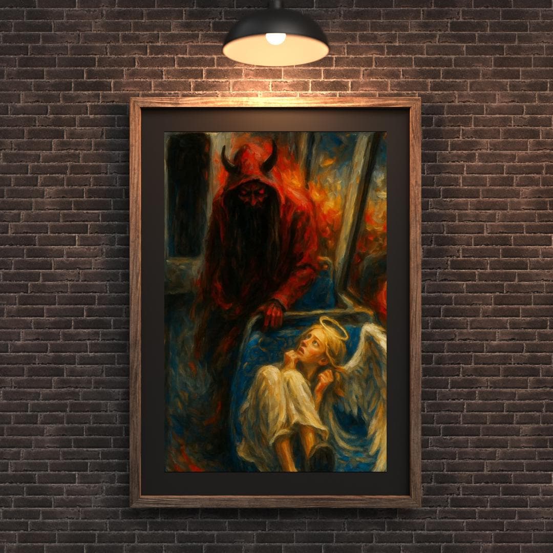 Angel Vs Demon Dark Art Print • Gothic Horror Wall Decor • Justice