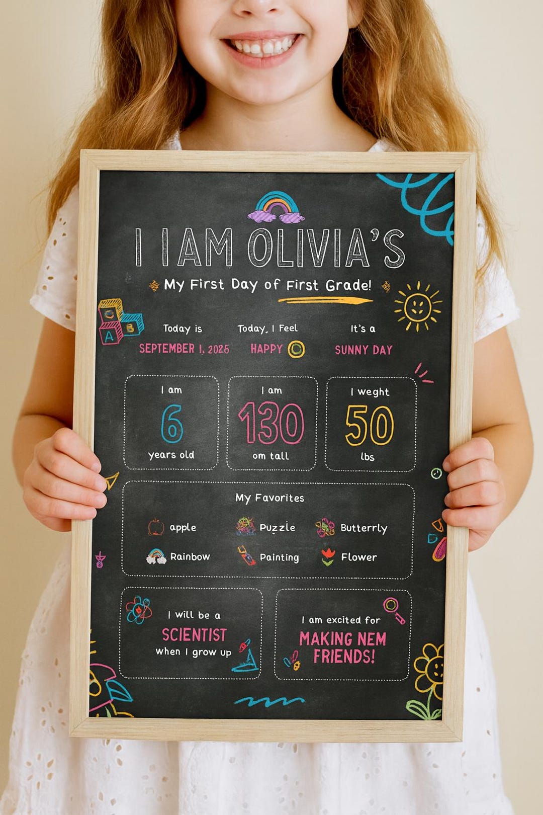 Editable First Day of School Sign: Chalkboard Photo Prop (canva ...