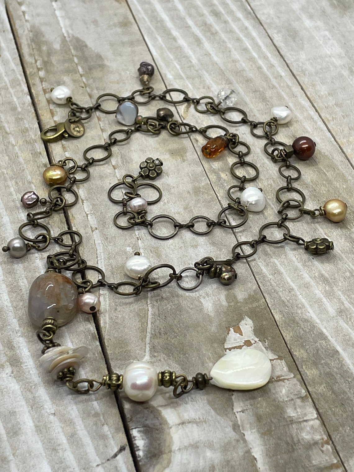 Lariat Pearl Cross Necklace
