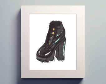 Shoe Art Print ""A Shoe a Day Keeps the Doldrums at Bay", umweltfreundlicher Giclée-Druck