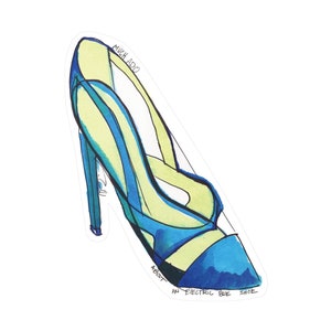 &quot;Schuhaufkleber, &quot;&quot;Viel Schall über einen elektrischen blauen Schuh&quot;&quot; Sticker.&quot;