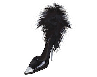 Ysl Heels High Heels Mit Fell Schwarz Saint Laurent Pumps Aus Fell