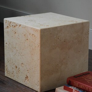 Cream Travertine Plinth - Natural Stone Riser Column Pillar - Beige Travertine Cube Pedestal 12" x 12" Honed