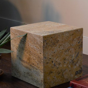 Travertine Cube Plint  -  Natural Stone Pedestal - Column Pillar Raiser 12" x 12" Honed