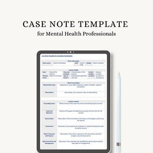 Case Note Template, Progress Note, Client Case Note, Psychology ...