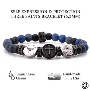 Triple Saint Protection Bracelet St. Michael, St. Benedict, Cross. Select your Saint (St Francis, St Jude, St Michael, Miraculous Medal)