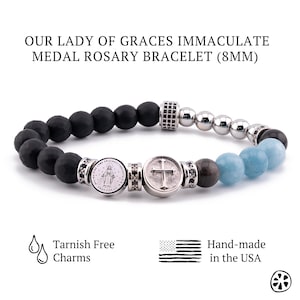 Miraculous Medal Rosary Bracelet • Unisex Catholic Gift • Tarnish Free Medals • Our Lady of Graces Prayer Beads • Handmade USA