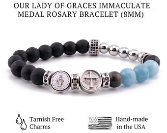 Miraculous Medal Rosary Bracelet • Unisex Catholic Gift • Tarnish Free Medals • Our Lady of Graces Prayer Beads • Handmade USA