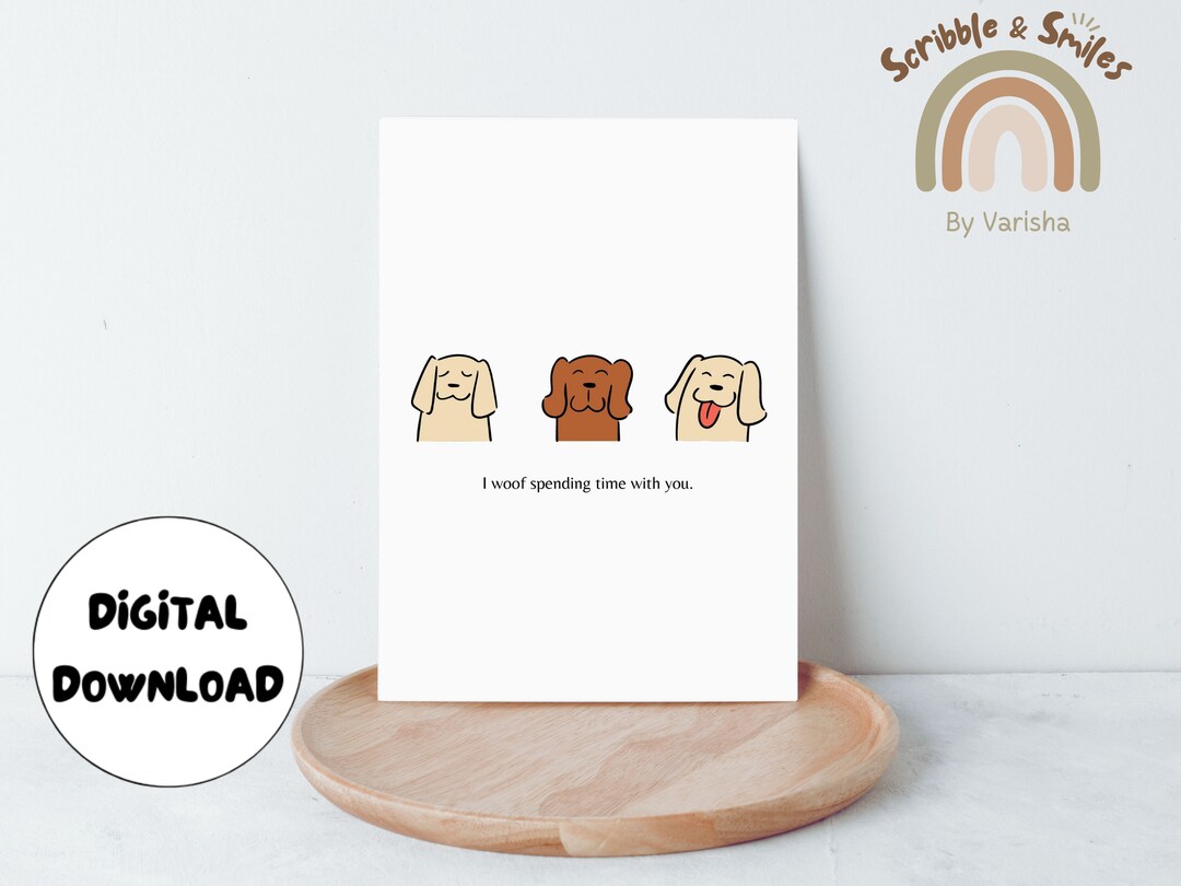 Printable Cute Dog Card, Printable Dog Card Funny, Digital Card From ...