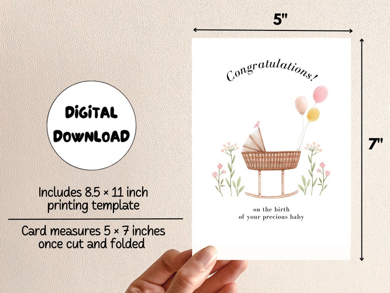 Printable Baby Shower Card, Digital New Baby Card, Digital Baby Shower Card Girl, Boy, Pregnancy