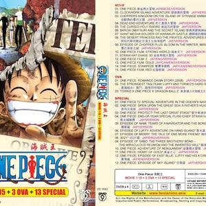 One Piece Movie 1-15 + 3 OVA + 13 Special DVD (English Sub)- Free Shipping To USA Via Dhl Express
