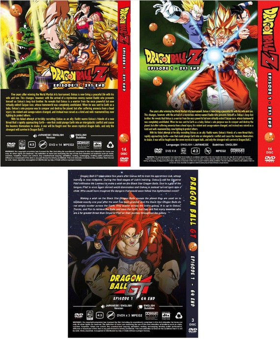 Dragonball Z (Ep 1- 291End) & Dragonball GT (Ep 1-64End) DVD with English  Dubbed