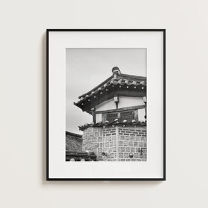 Bookchon village in Seoul, Korea. Black & white travel photography. Printable wall art. Ready made to print out poster.