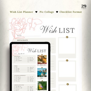 Plantilla en blanco de lista de deseos / Plantilla de estética / Planificación de autocuidado / Lista de tareas pendientes / Plantilla de iPad / Plantilla GOODNOTES / Collage de fotos