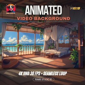 Animated Background | Luxurious Beachfront Bedroom | Seamless Stream Scene for VTubers and YouTube Live