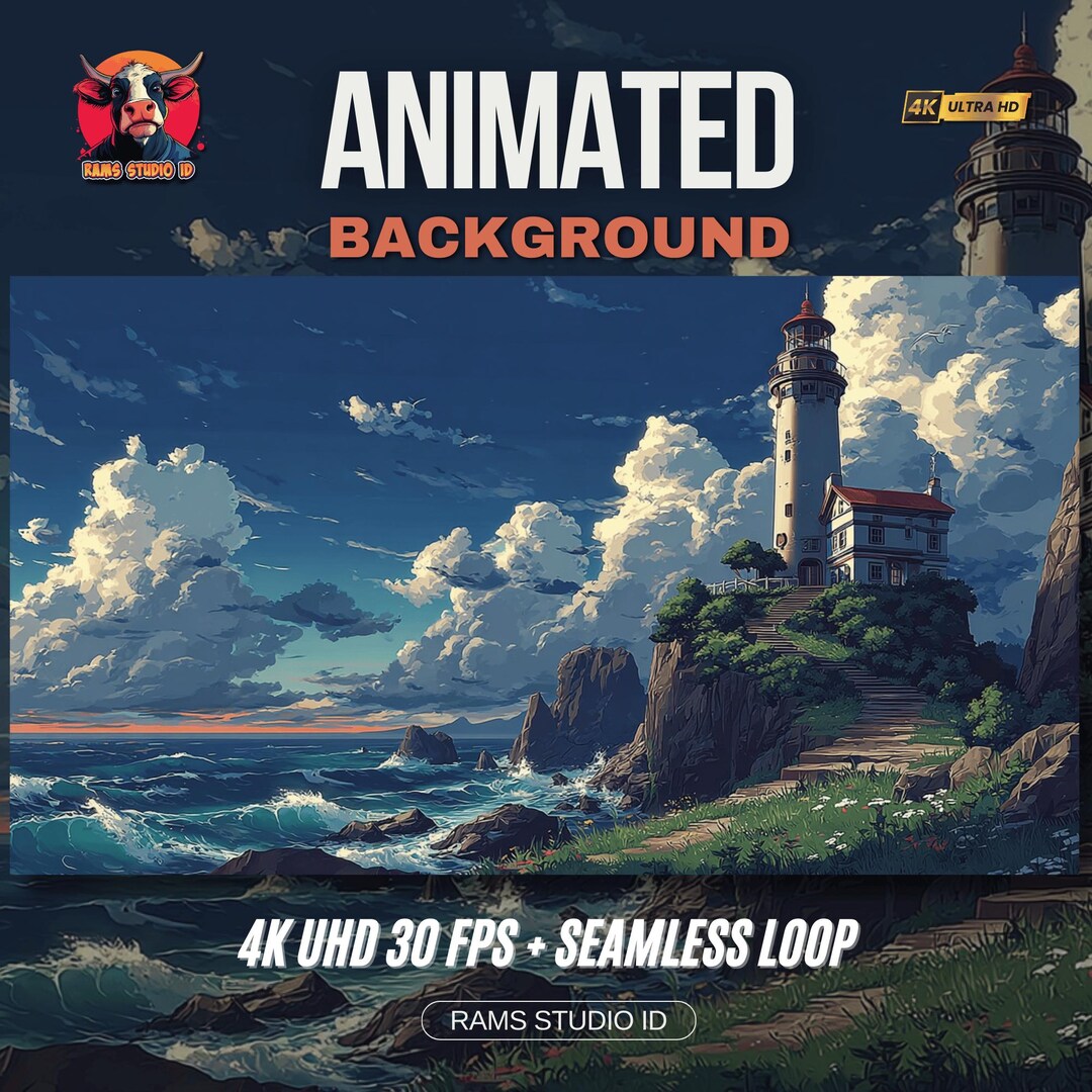 Animated Background of a Majestic Lighthouse on a Cliffside – Streaming ...