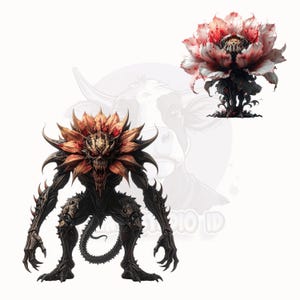 Dark Fantasy Flower Demon Clipart Bundle – Gothic Botanical PNG Set (Commercial Use) image 5