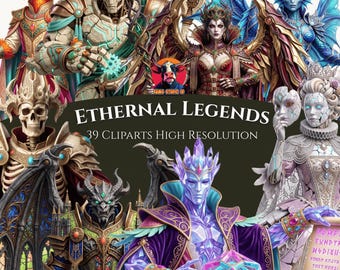 Eternal Legends Clipart Bundle – Mythical Fantasy Characters PNG (300 DPI)