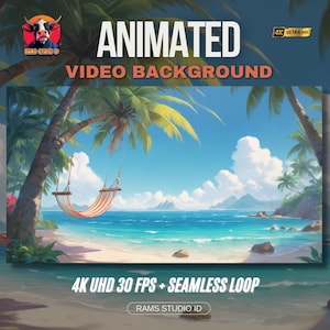 Streaming Scene | Tropical Beach with a Hammock and Palm Trees | Animated Loop for Relaxed Streams