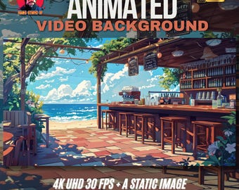 Arrière-plan animé | Tropical Beachfront Cafe – Superposition de diffusion en direct sur YouTube