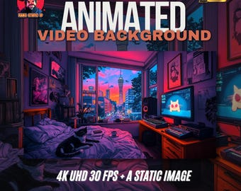Animowane tło | Neonowe sny w cyberpunkowej sypialni – pętla YouTube Studio do konfiguracji transmisji