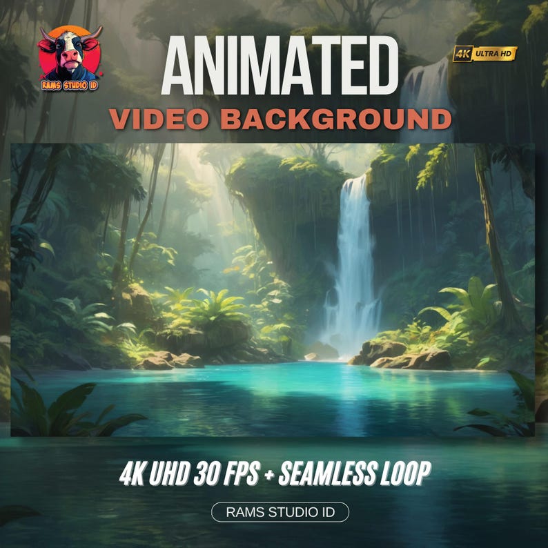 Animated Background | Tropical Waterfall With Sunlight | Looping Stream ...