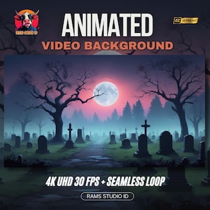 Vtuber Animated Background | Haunted Cemetery Path in Mist | Background for Streamers, VTuber, Twitch, and More.
