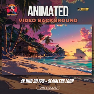 Animated Background | Breathtaking Tropical Beach at Sunset | Seamless Backdrop for VTuber Streams