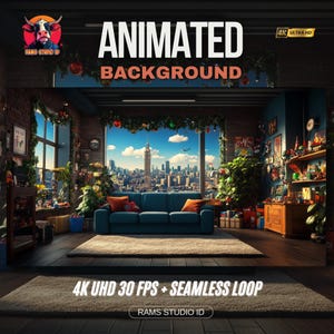 Animated Background | Living Room with windows view | Seamless Streaming Backdrop