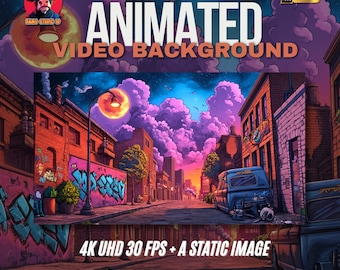 Animowane graffiti slumsów - futurystyczne tło pętli VTuber (MP4)