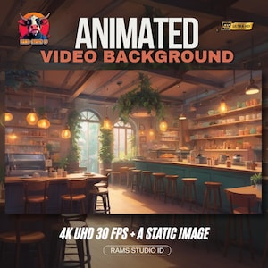 Animated Stream Background | Cozy Cafe Interior with Warm Lighting | Background for Streamers / VTubers