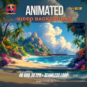 Animated Background | Tropical Island Paradise With White Sandy | Seamless Streaming Scene for Gamers