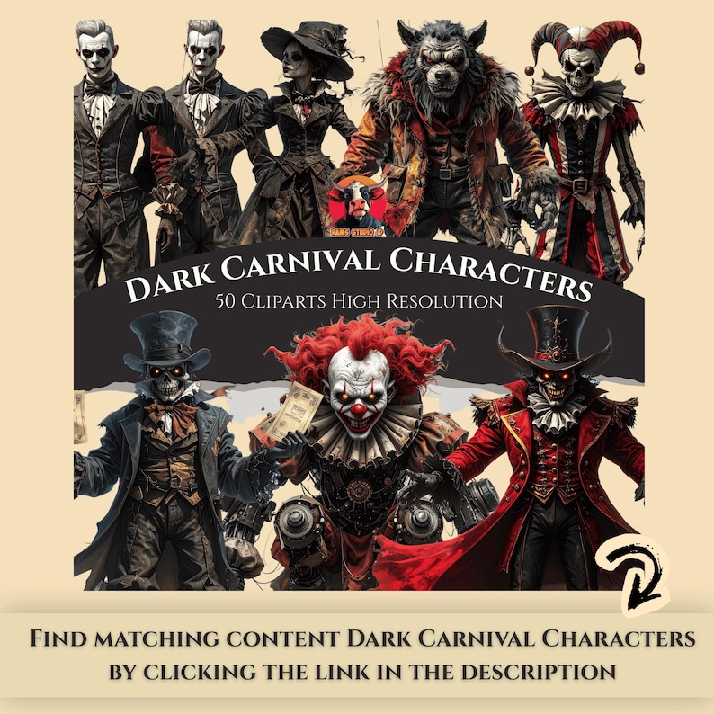 Werewolf Jester Dark Carnival Backdrop – Creepy Carnival Background, Gothic Horror ...