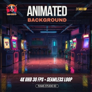 Animated Background | Nostalgic Vibe in a Neon Lit Arcade | Seamless Streaming Backdrop