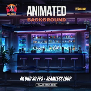 Animated Background | Cyberpunk Bar with Neon Lights | Seamless Stream Scene