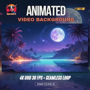 Virtual Animated Loop | Moonlit Tropical Island | Streaming Background for Relaxed Vibes